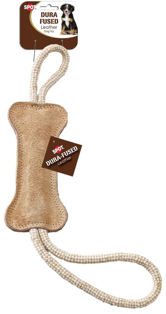 Dura-Fused Dog Toy Leather Bone Brown, White 1ea/18 in for your Pet Dog with Pet Store X.