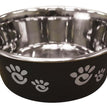 Spot Barcelona Stainless Steel Paw Print Dog Bowl Licorice 1ea/32 oz