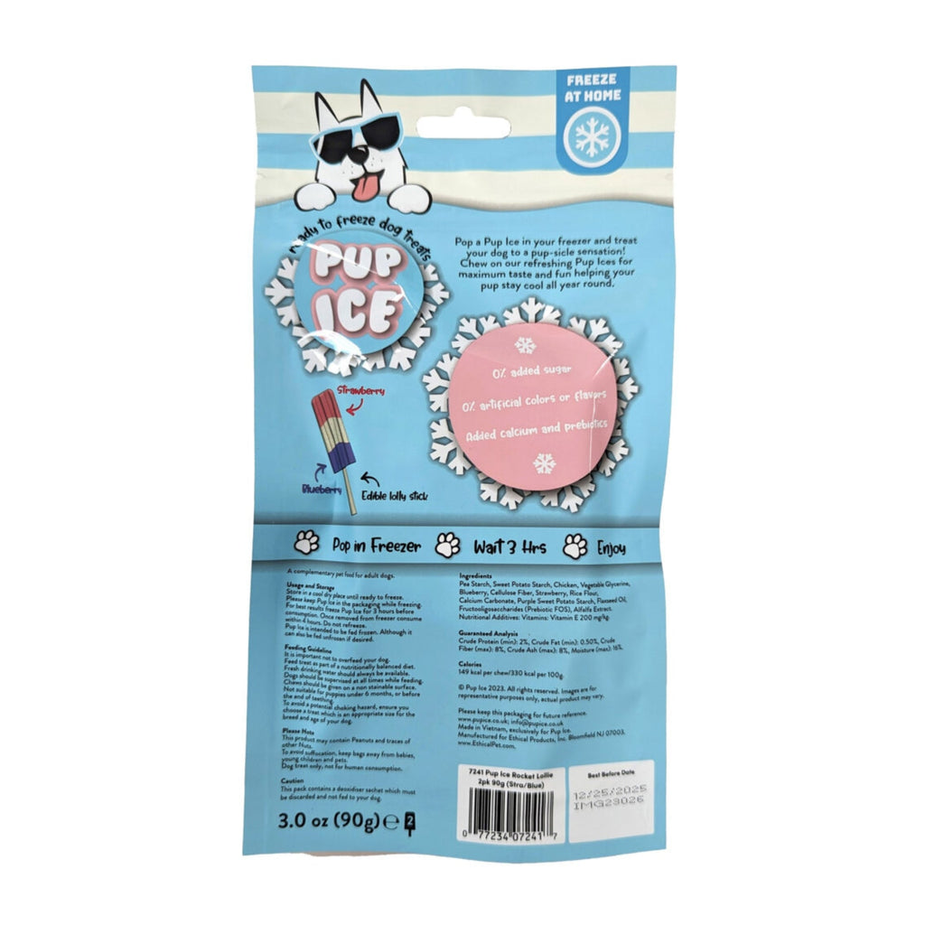 Pup Ice Rocket Lollies Strawberry/Blueberry 2 Pk