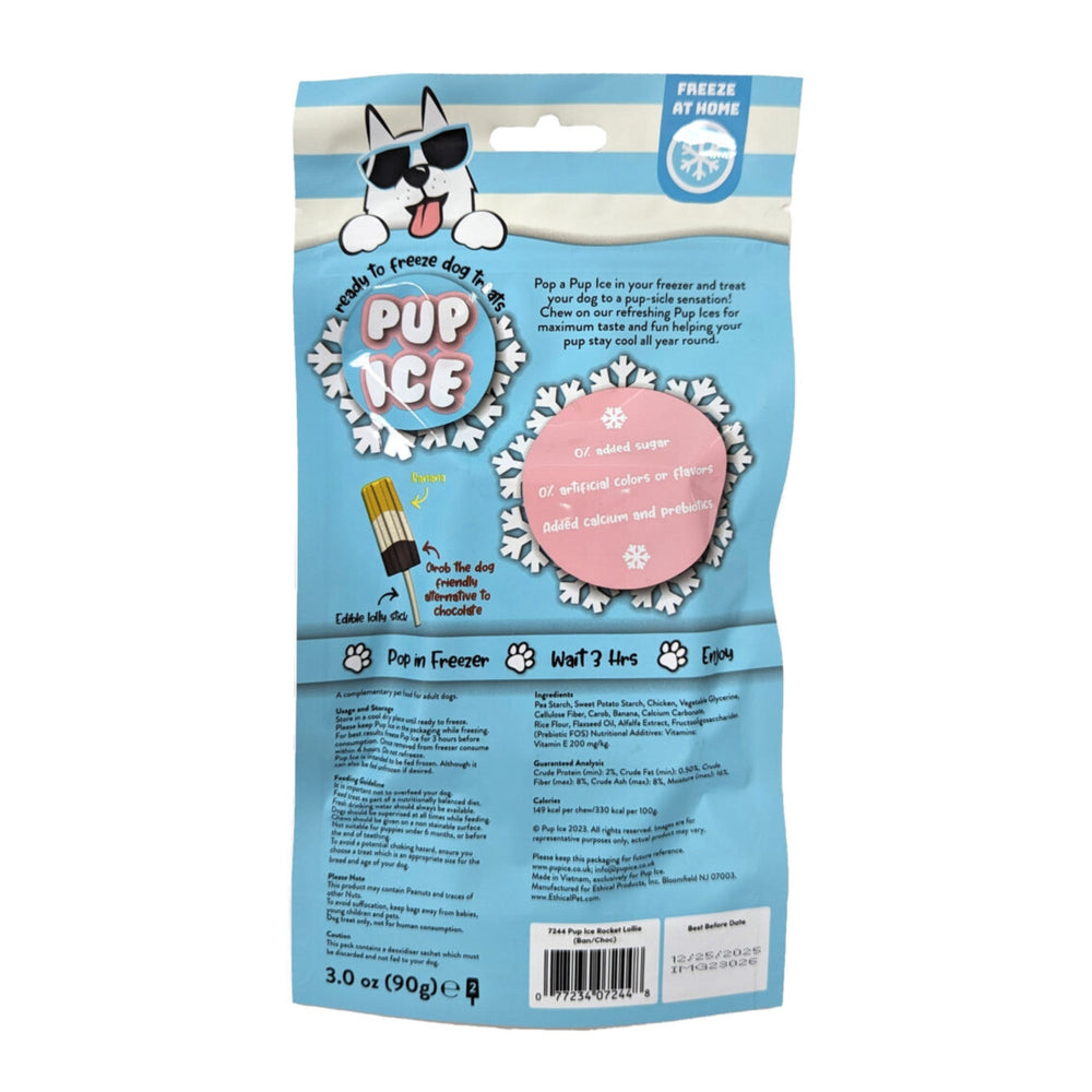 Pup Ice Rocket Lollies Banana/Chocolate  2 Pk