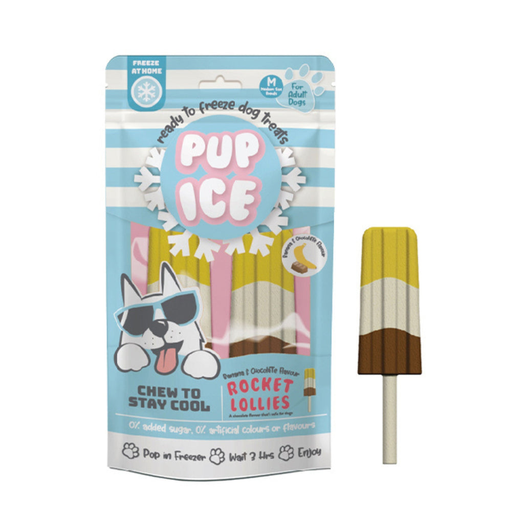 Pup Ice Rocket Lollies Banana/Chocolate  2 Pk