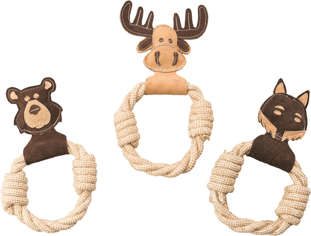 Spot Dura-Fuse Leather with Rope Ring Dog Toy Assorted 1ea/11 in