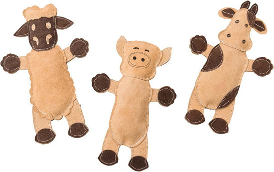 Dura-Fused Leather Barnyard Dog Toy Assorted Brown, Tan 1ea/11 in for your Pet Dog with Pet Store X.