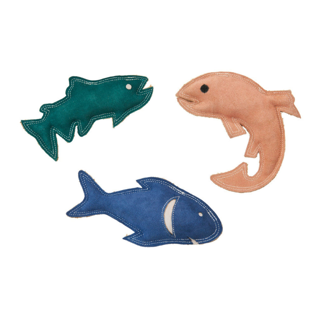 Spot Durafuse Leather Fish Dog Toy Assorted, 1ea/7 in