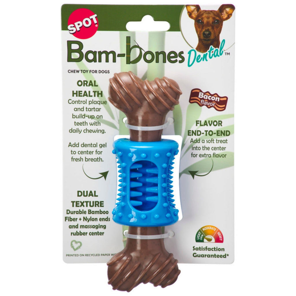 Spot Bambone Plus Dental Chew Dog Toy Bacon, 1ea/6.5 in