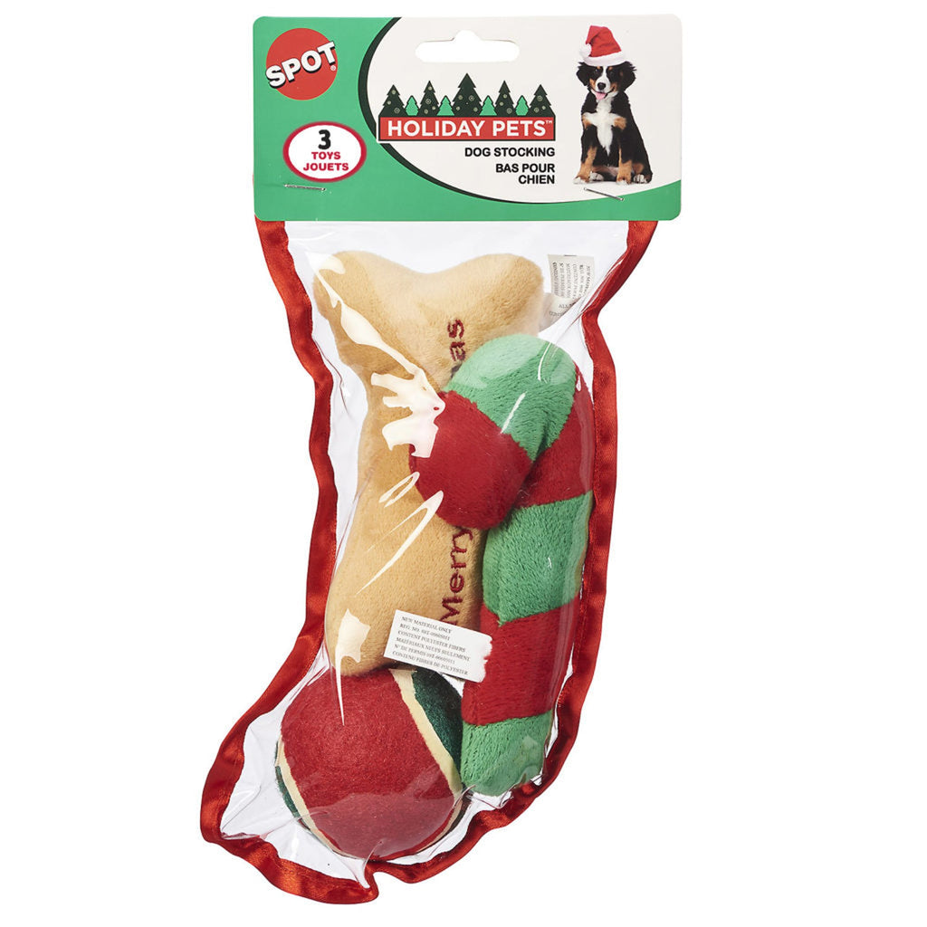 Spot Holiday Dog Stocking 1ea/SM, 3Pc