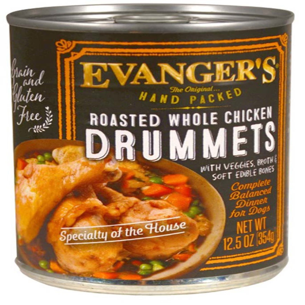 Evanger's Hand Packed Wet Dog Food Roasted Chicken Drummet Dinner 12oz (Case of 12) for your Pet Dog with Pet Store X!