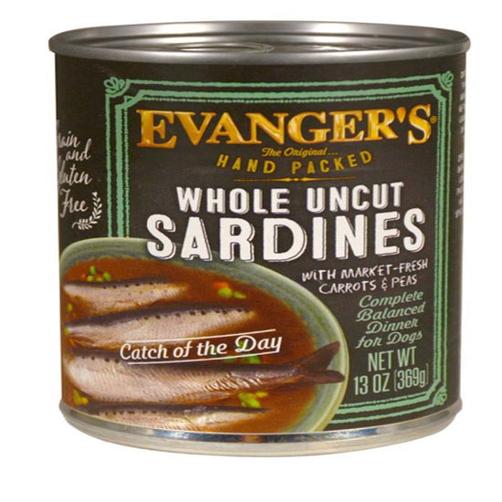 Evanger's Hand Packed Wet Dog Food Whole Uncut Sardines 12oz (Case of 12) for your Pet Dog with Pet Store X!