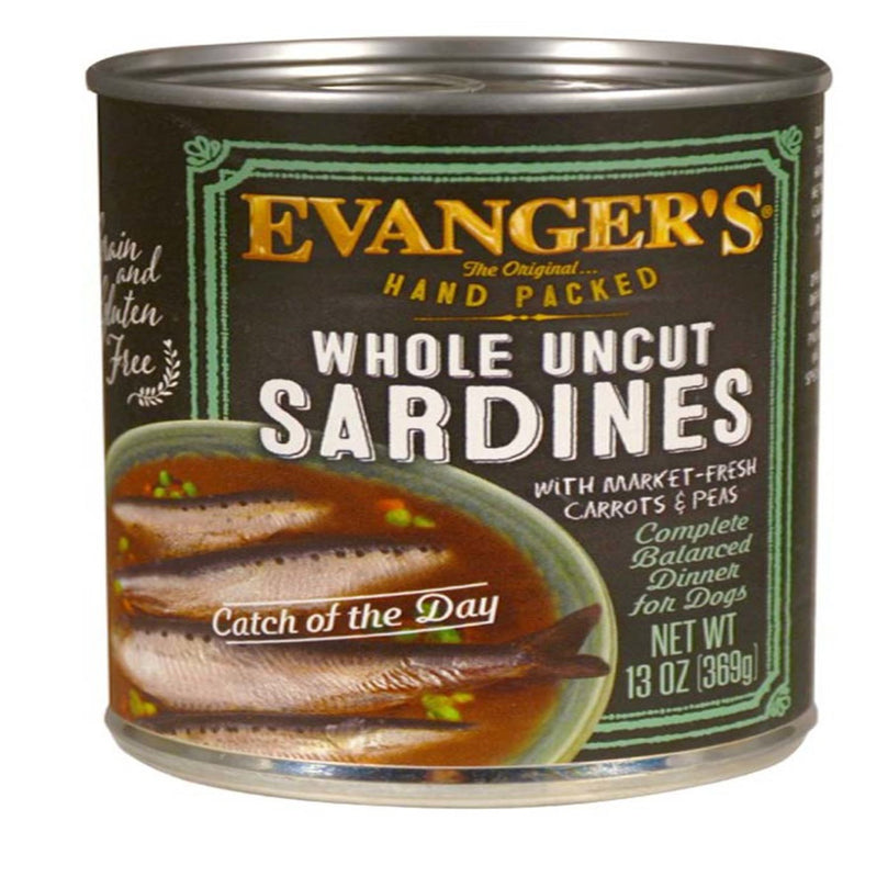 Evanger's Hand Packed Wet Dog Food Whole Uncut Sardines 12oz (Case of 12) for your Pet Dog with Pet Store X!