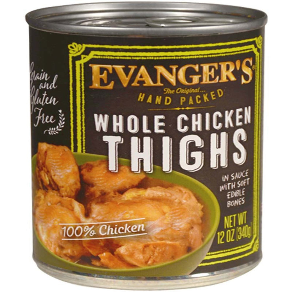 Evanger's Hand Packed Wet Dog Food Whole Chicken Thighs 12oz (Case of 12) for your Pet Dog with Pet Store X!