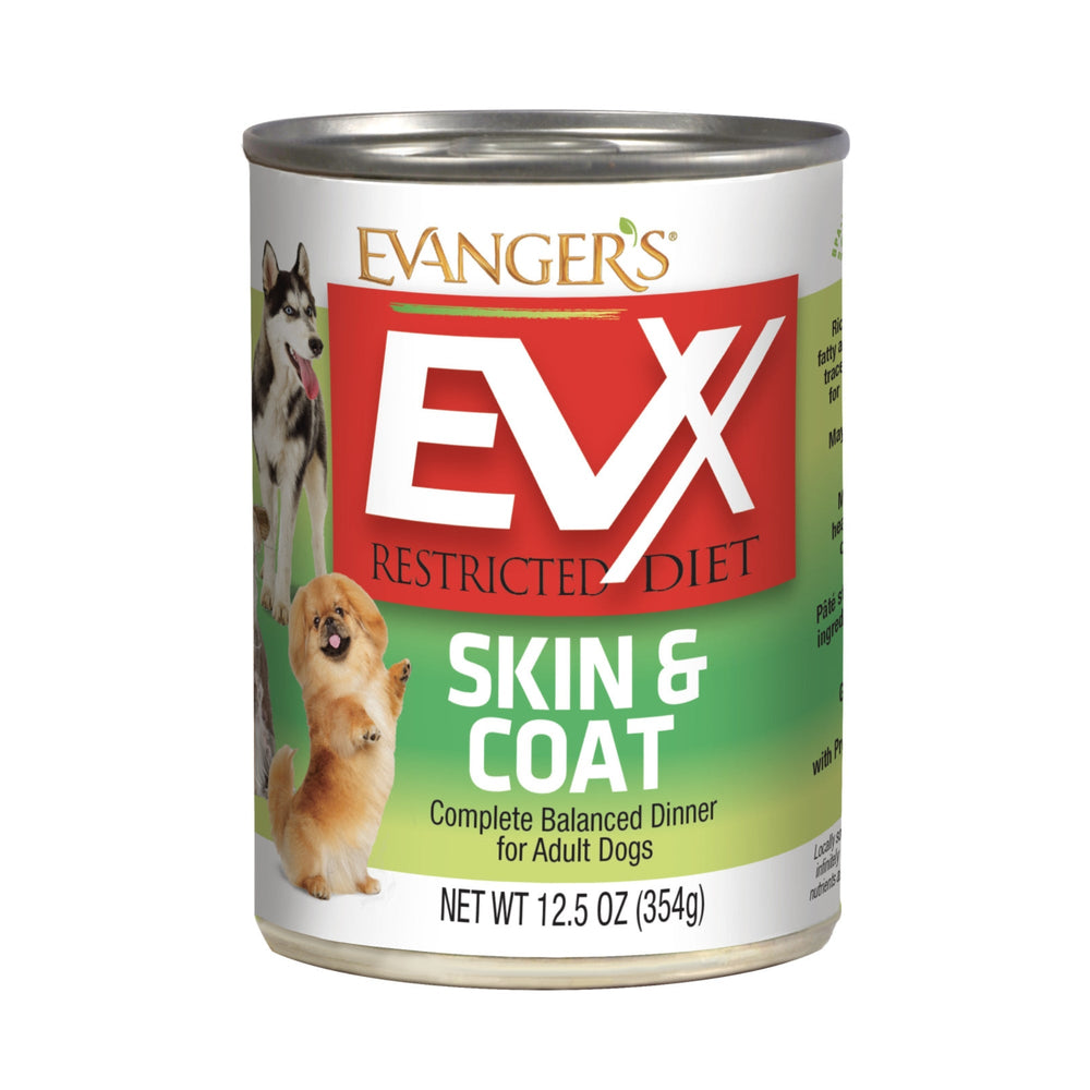 Evanger's EVx Restricted Diet Skin & Coat Wet Dog Food 125oz (Case of 12) for your Pet Dog with Pet Store X!