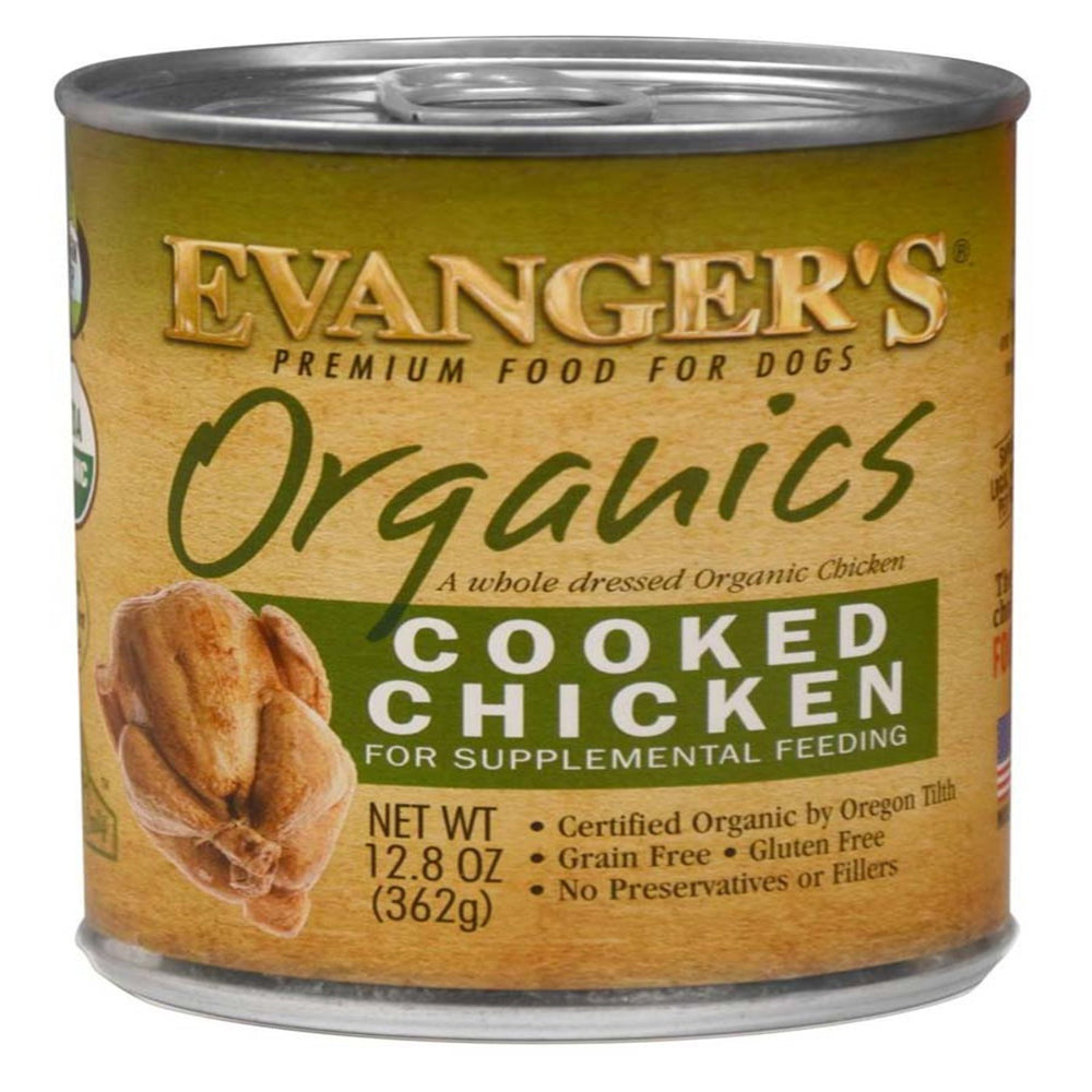 Evanger's Organics Wet Dog Food Cooked Chicken 128oz (Case of 12) for your Pet Dog with Pet Store X!