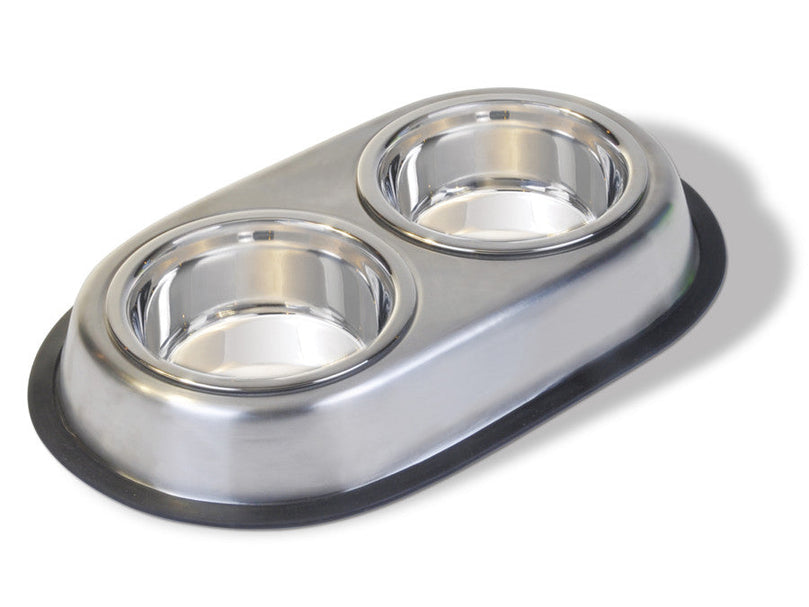 Van Ness Plastics Heavyweight Stainless Steel Double Dish Silver 1ea/LG, 64 oz for your Pet Dog with Pet Store X.