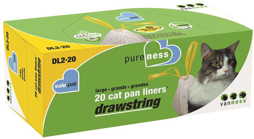 Van Ness Plastics Drawstring Cat Pan Liner White 1ea/LG, 20 ct