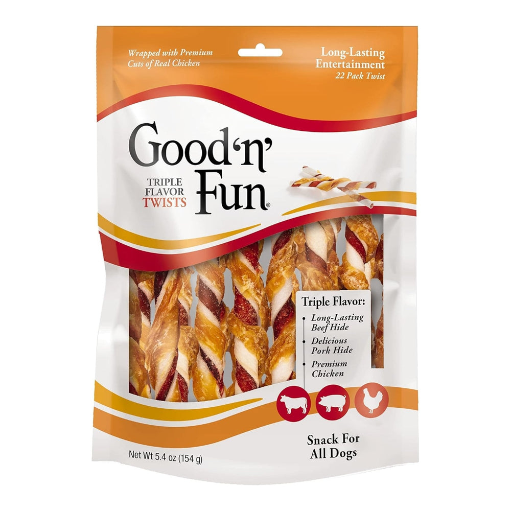 Good 'N' Fun Triple Flavor Twist Pork/Beef/Chicken 22Pk