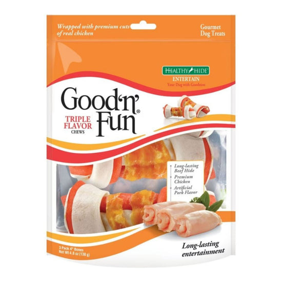 Good 'N' Fun Triple Flavor Chews Chicken/Pork/Beef 4 In-3Pack for your Pet Dog with Pet Store X!