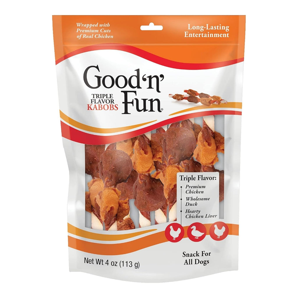 Good 'N' Fun Triple Flavor Kabobs Chicken/Duck/Liver 4oz for your Pet Dog with Pet Store X!