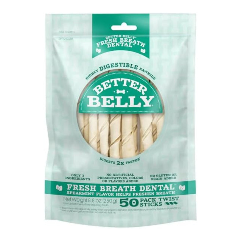 Better Belly Fresh Breath Twist Stick Spearmint 50 count for your Pet Dog with Pet Store X!