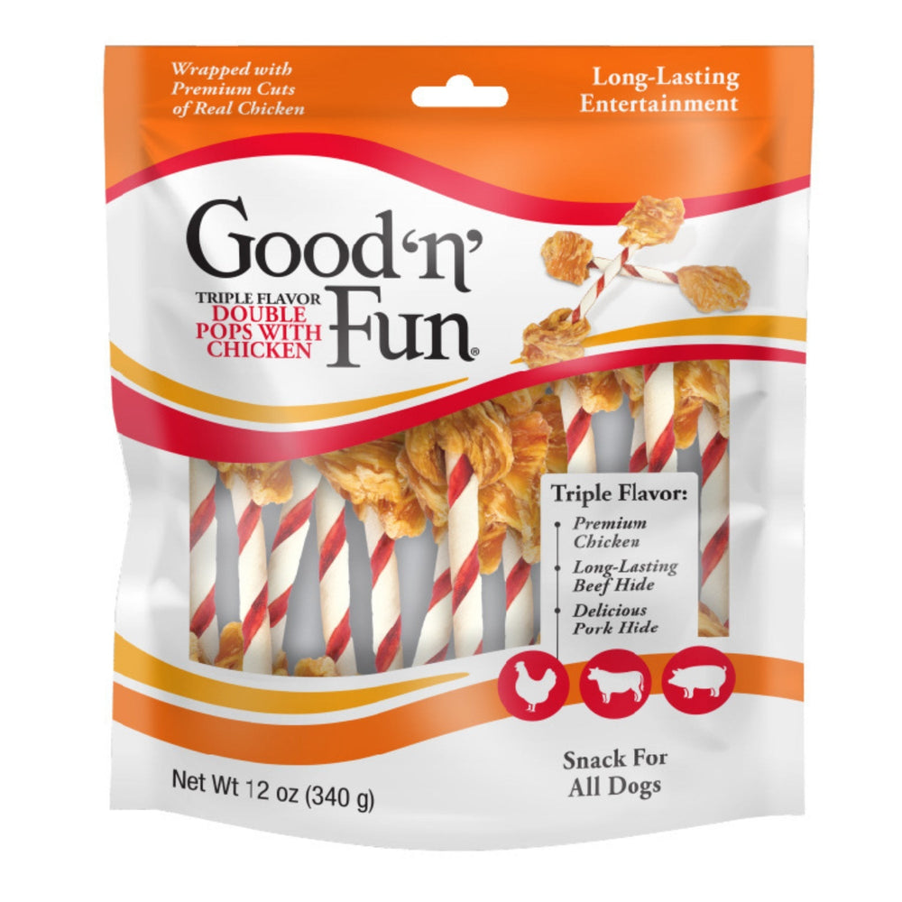 Good 'N' Fun Double Pops Triple Flavor Chicken/Beef/Pork 12oz for your Pet Dog with Pet Store X!