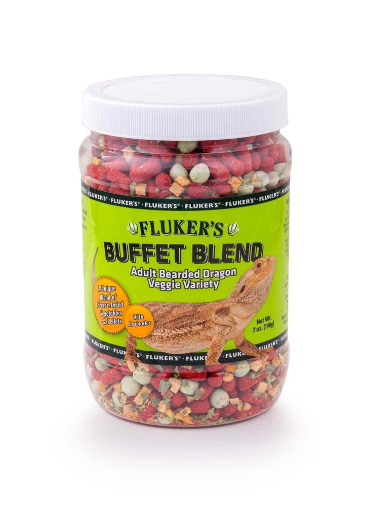 Fluker's Buffet Blend Adult Bearded Dragon Veggie Variety Freeze Dried Food 1ea/7 oz for your Pet Reptile with Pet Store X.