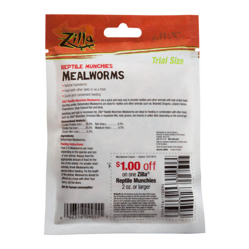 Zilla Reptile Munchies Mealworm 1ea/5 oz for your Pet Reptile with Pet Store X.