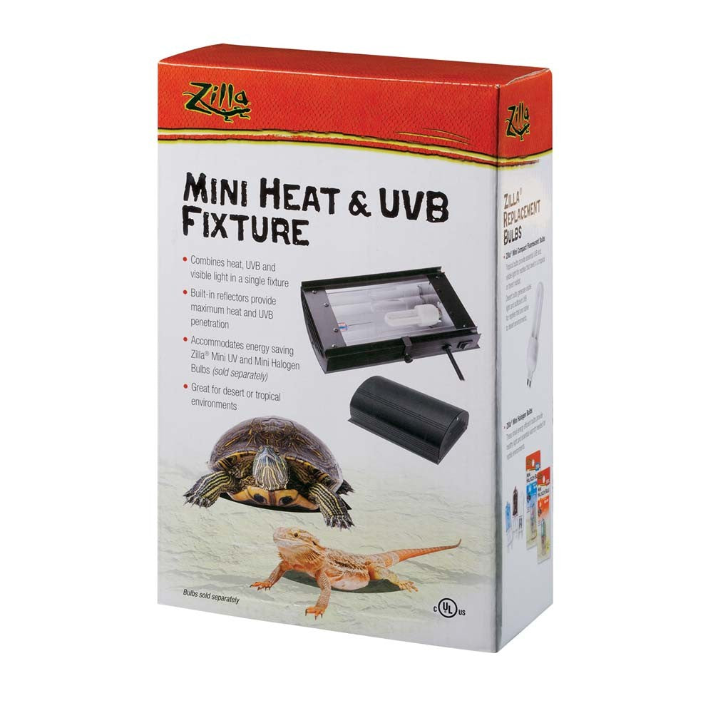 Zilla Mini Heat & UVB Fixture 1ea/One Size for your Pet Reptile with Pet Store X.