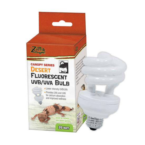 Zilla Canopy Series Fluorescent UVB/UVA Bulbs Desert 1ea/20 W for your Pet Reptile with Pet Store X.