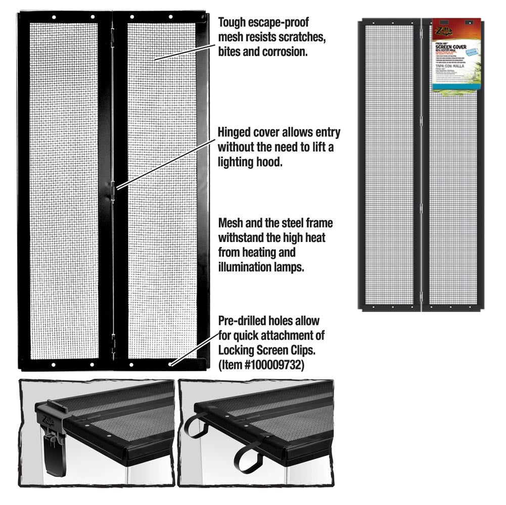 Zilla Screen Covers with Center Hinge 1ea/30 X 12 for your Pet Reptile with Pet Store X.