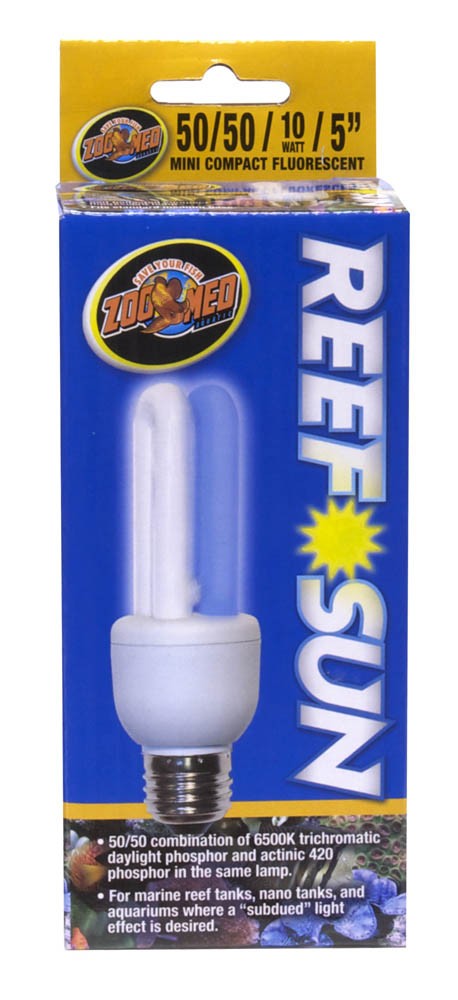 Zoo Med Reef Sun 50/50 Daylight and Actinic 420 Phospor Mini Compact Fluorescent Lamp White, Blue 1ea/5 in for your Pet Fish.