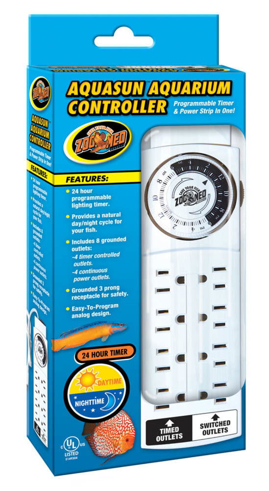 Zoo Med AquaSun Aquarium Controller Timer and Power Strip White 1ea for your Pet Fish.