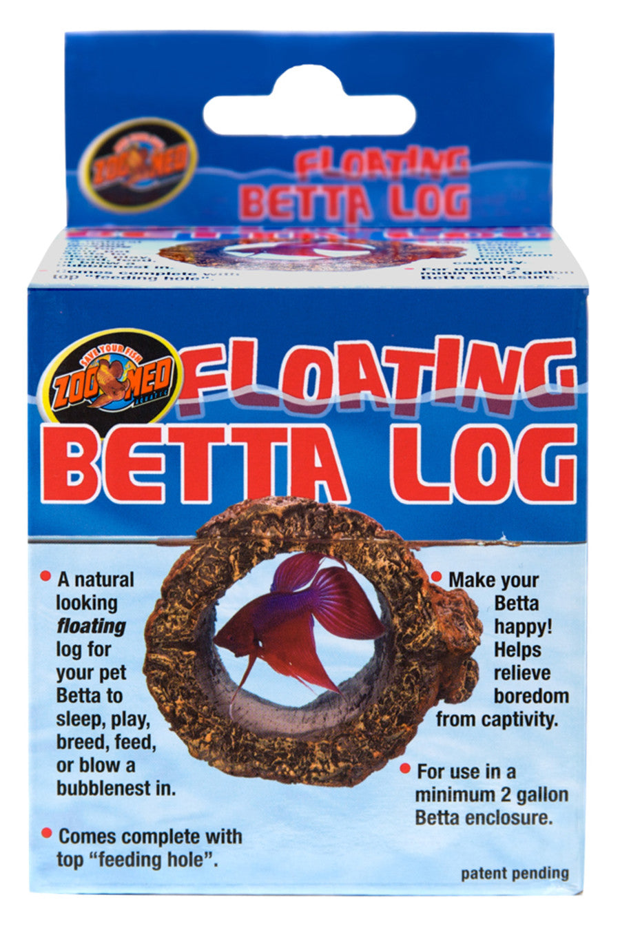 Zoo Med Floating Betta Log Aquarium Ornament Brown 1ea