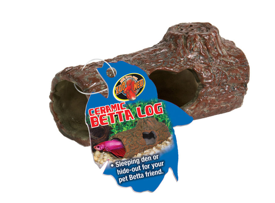 Zoo Med Ceramic Betta Log Aquarium Ornament Brown 1ea/4.25 in, SM for your Pet Fish.