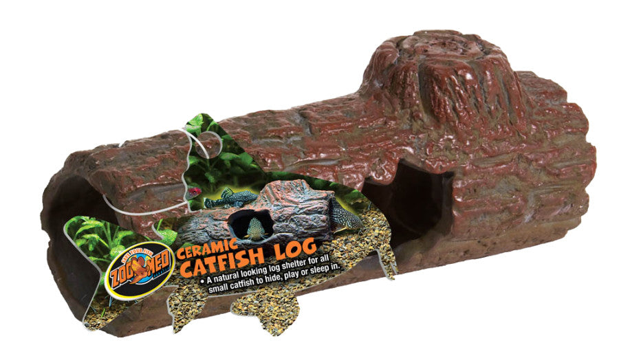 Zoo Med Ceramic Catfish Log Aquarium Ornament Brown 1ea/6.45 in, MD for your Pet Fish.