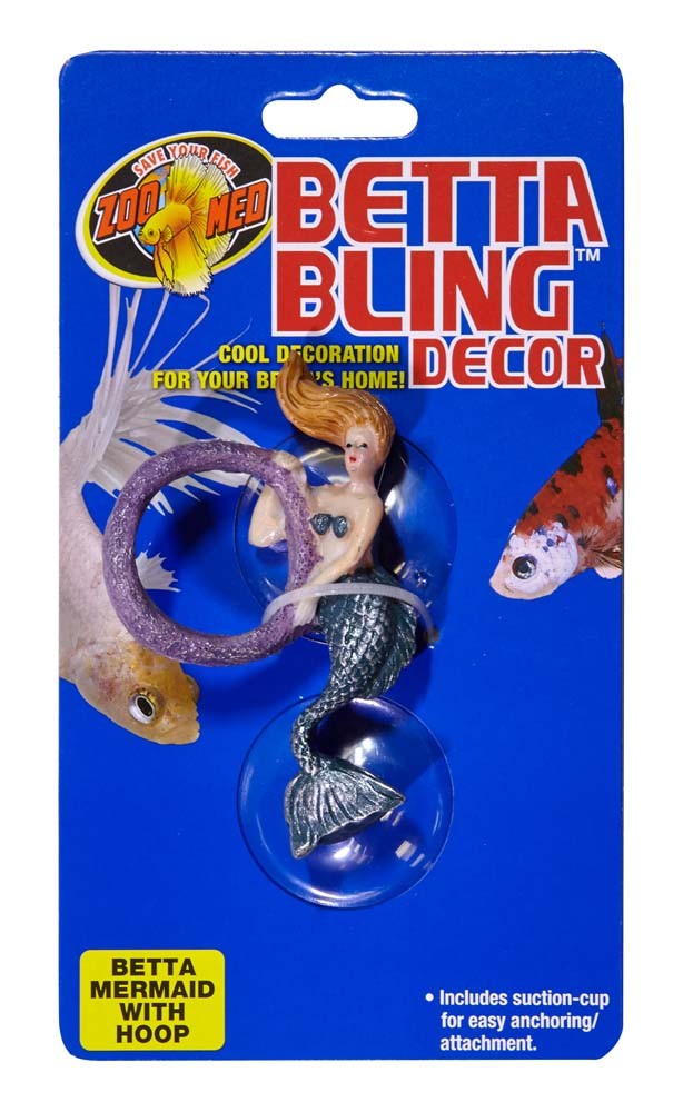 Zoo Med Betta Bling Mermaid Aquarium Ornament with Hoop Multi-Color 1ea for your Pet Fish.