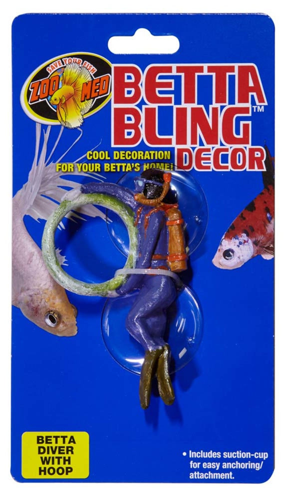 Zoo Med Betta Bling Diver Aquarium Ornament with Hoop Multi-Color 1ea for your Pet Fish.