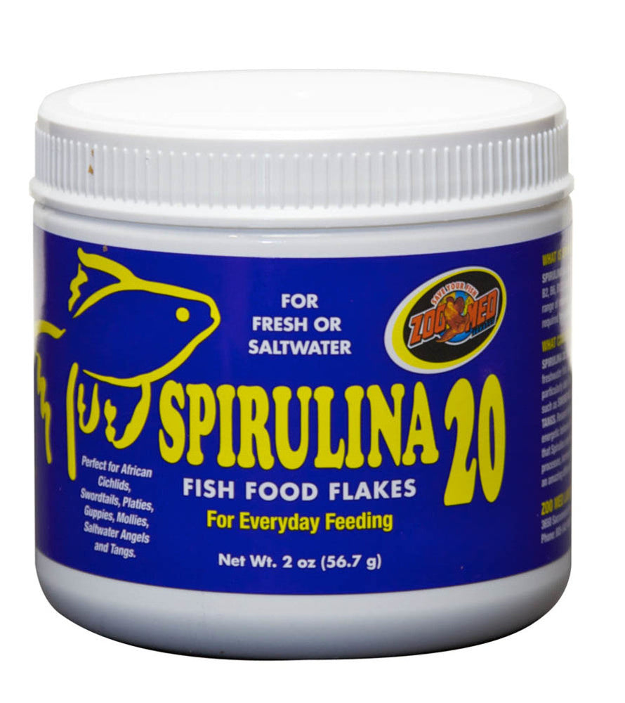 Zoo Med Spirulina 20 Flakes Fish Food 1ea/2 oz for your Pet Fish.