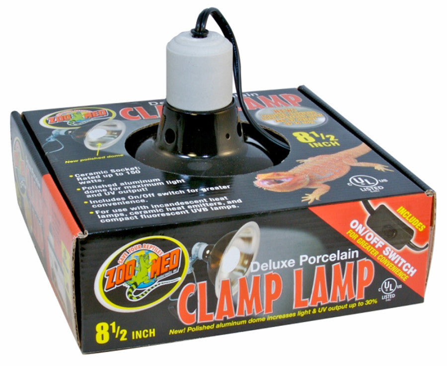 Zoo Med Deluxe Porcelain Clamp Lamp Fixture Black 1ea/8.5 in