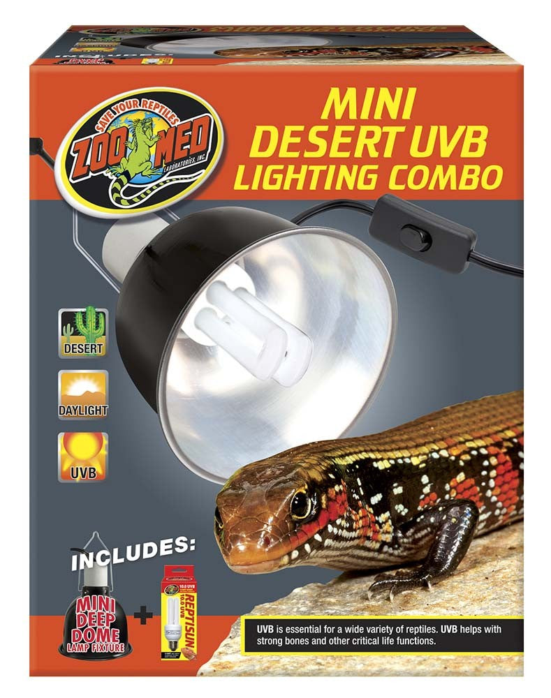 Zoo Med Mini Desert UVB Lighting Combo 1ea for your Pet Reptile with Pet Store X.