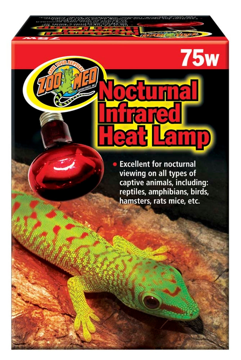 Zoo Med Nocturnal Infrared Heat Lamp 1ea/75 W for your Pet Reptile with Pet Store X.