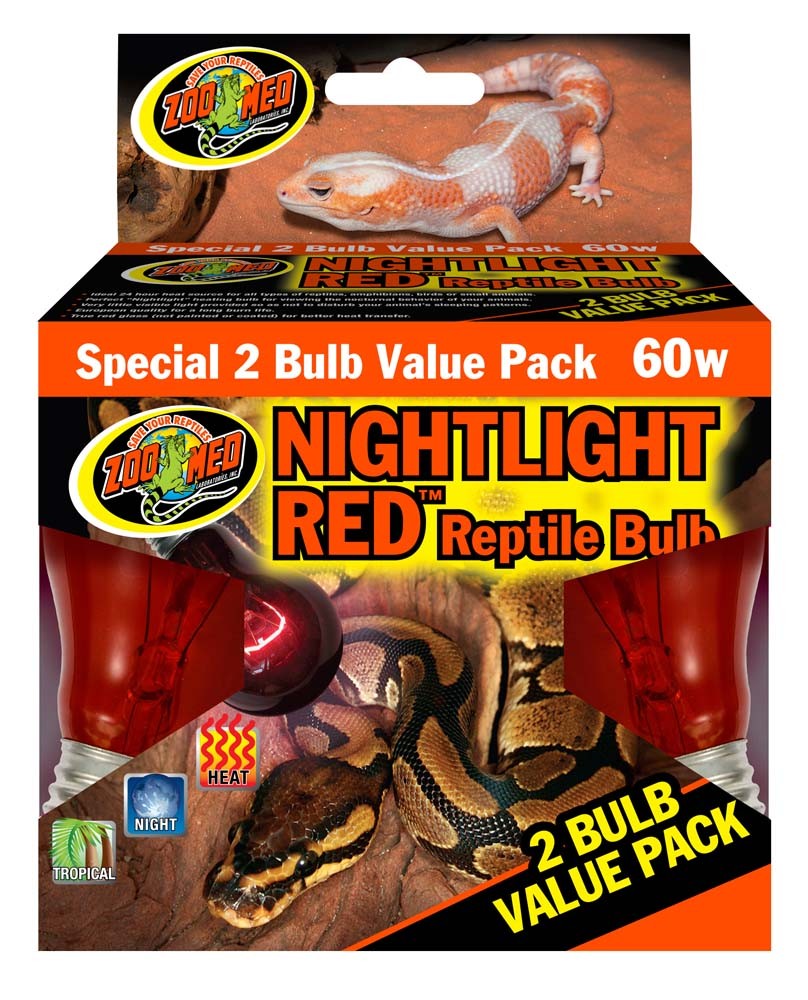 Zoo Med Nightlight Red Reptile Bulb Red 1ea/60 W, 2 pk