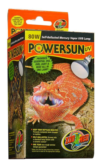 Zoo Med PowerSun UV Self-Ballasted Mercury Vapor Lamp Silver 1ea/80 W for your Pet Reptile with Pet Store X.