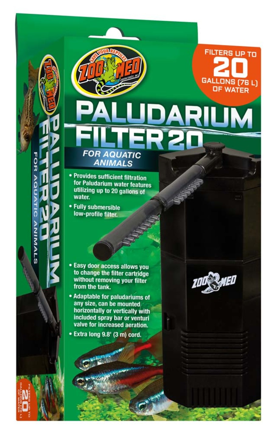 Zoo Med Paludarium 20 Internal Filter Black 1ea for your Pet Reptile with Pet Store X.