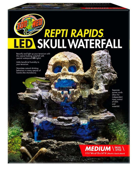 Zoo Med Repti Rapids LED Skull Waterfall Brown/Black 1ea/MD for your Pet Reptile with Pet Store X.