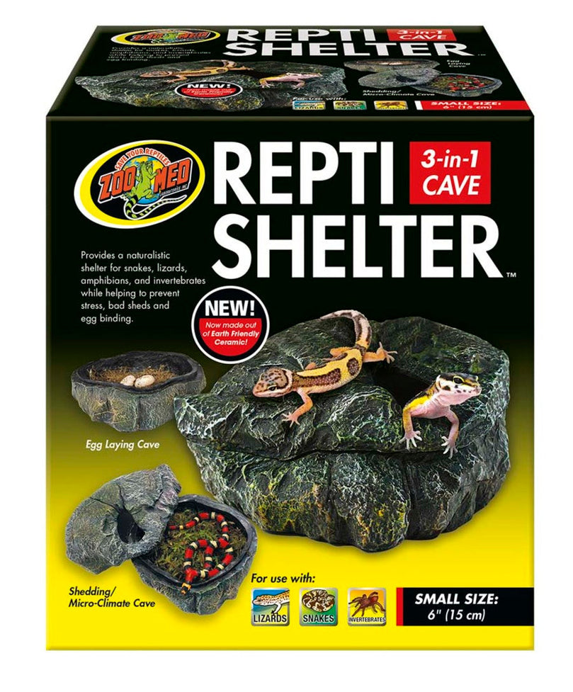 Zoo Med Repti Shelter 3-in-1 Cave Terrarium Hideaway Black 1ea/6 in, SM for your Pet Reptile with Pet Store X.