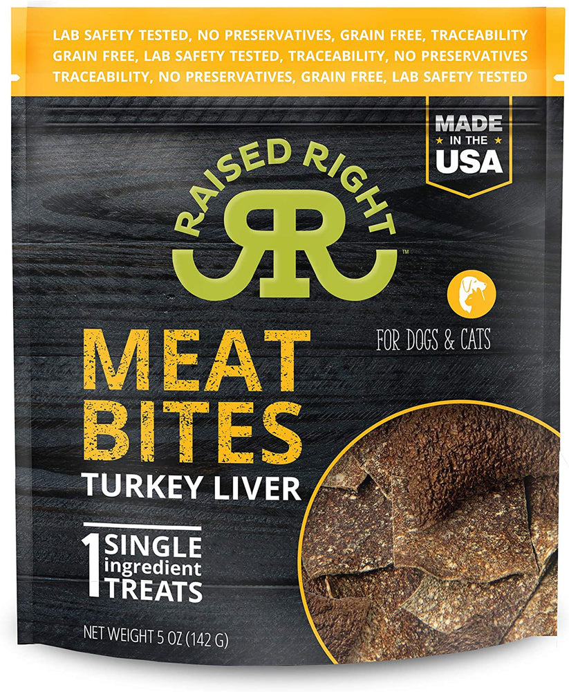 Raised Right Dog Cat Meat Bites Turkey 5oz. (Case of 6)