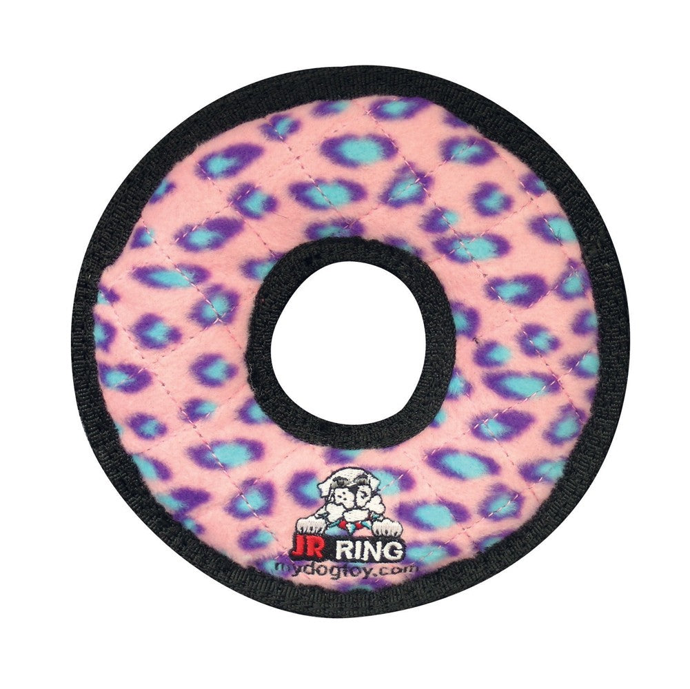 Tuffy Jr Ring Durable Dog Toy Pink Leopard 1ea/7 in