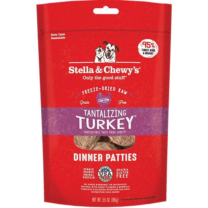 Stella And Chewys Freeze Dried Tantalizing Turkey Dinner Patties 5.5oz.