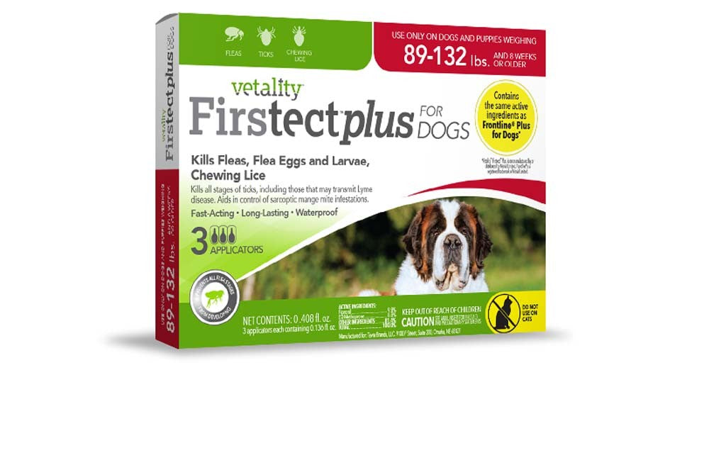 Vetality Firstect Plus Flea & Tick for Dogs 1ea/89-132 lb, 3 ct for your Pet Dog with Pet Store X.