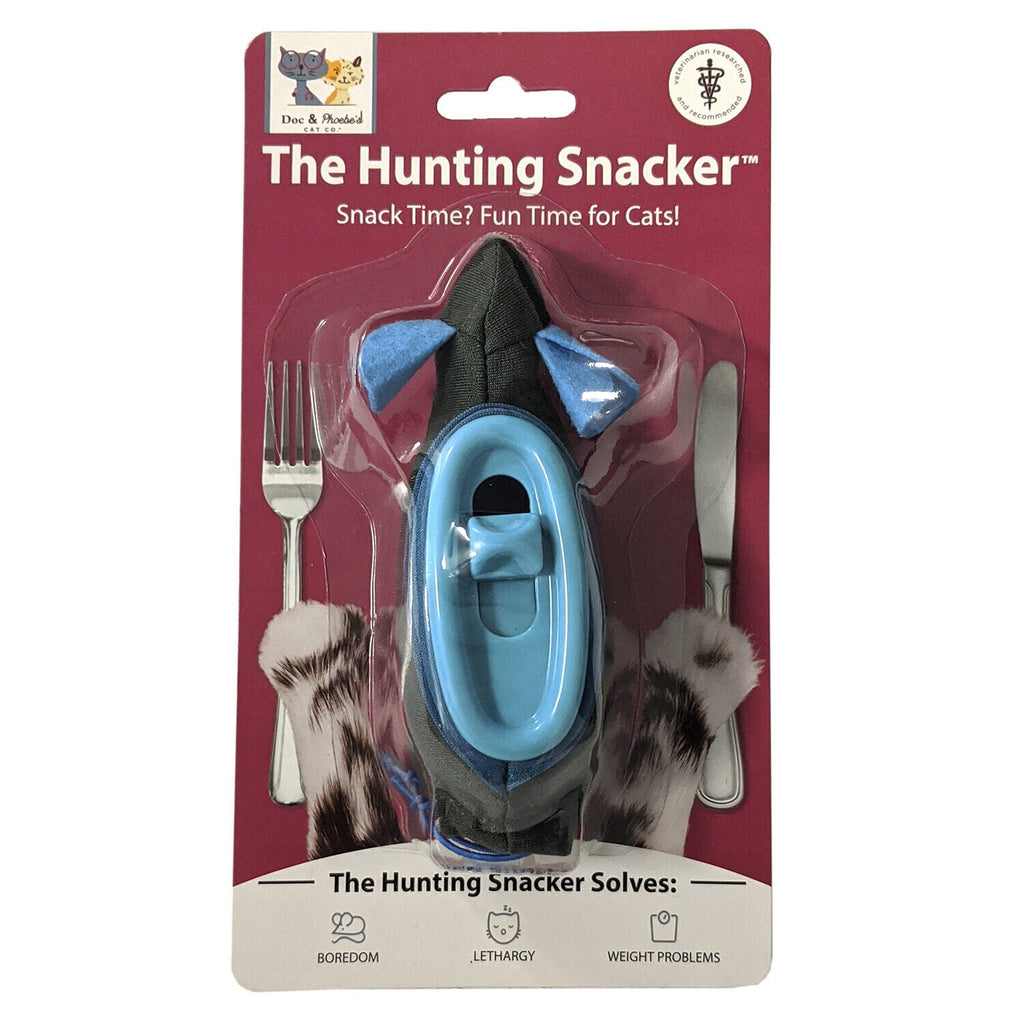 Doc and Phoebe The Hunting Snacker Cat Feeder Black-Blue 3.5in