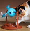 Doc and Phoebe Twirly Bird Cat Treat Dispenser Brown-Blue 5.25in